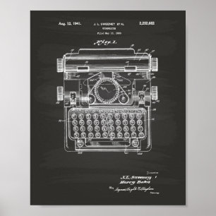 Schreibmaschine 1941 Patentart - Chalkboard Poster