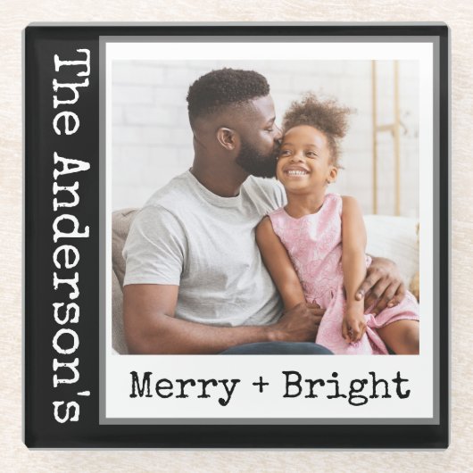 Schreibmaschine - 1 Foto - Merry & Bright Black Glasuntersetzer (Vorderseite)