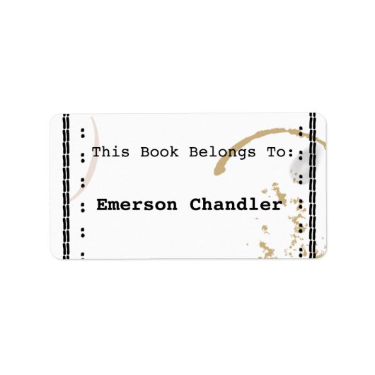 Schreibmaschine Art Coffestain Editable Buchzeiche Adressaufkleber (Vorne)