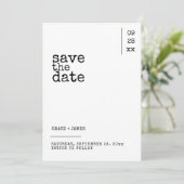 Schreibmaschine Einfache Minimalistische Typografi Save The Date (Stehend Vorderseite)