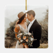 Schreibmaschine Erste Weihnachtsfeier Foto Keramikornament (Rückseite)