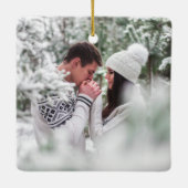 Schreibmaschine Erste Weihnachtsgrün Verlobt Keramikornament (Rückseite)