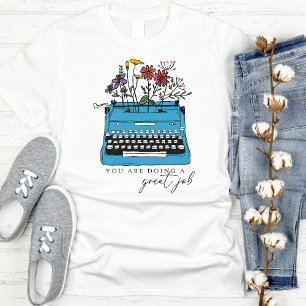Schreibmaschine für hübsche Vintage Wildblumen T-Shirt
