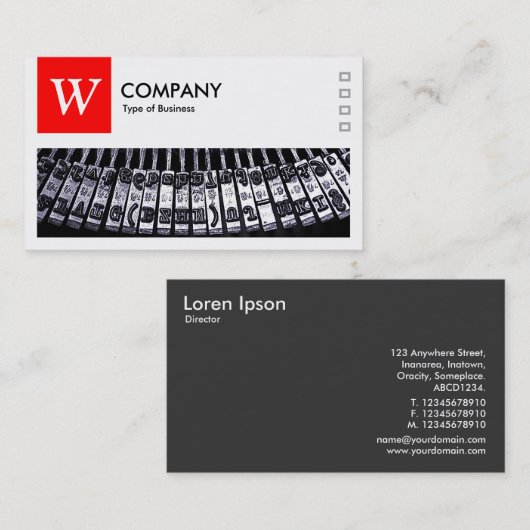 Schreibmaschine - Logo und Panel v2 - Rot Visitenkarte (Vorne/Hinten)