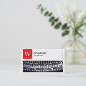 Schreibmaschine - Logo und Panel v2 - Rot Visitenkarte (Stehend Vorderseite)