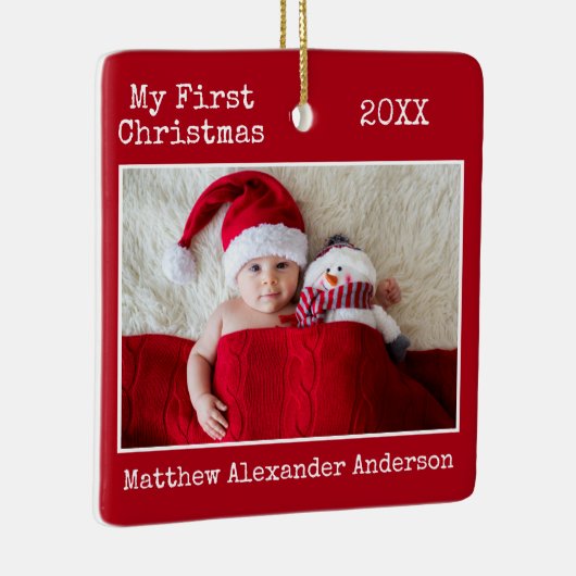 Schreibmaschine Mein erstes Weihnachtsbaby Red Keramikornament (Rechts)