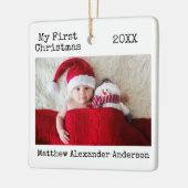 Schreibmaschine Mein erstes Weihnachtskind Keramikornament (Links)