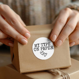 Schreibmaschine Mein Typ auf Papier Minimalistisch Runder Aufkleber