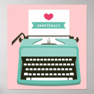 Schreibmaschine mit Hinweis Poster