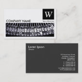 Schreibmaschine - Monogramm und Panel - Schwarz Visitenkarte (Vorne/Hinten)