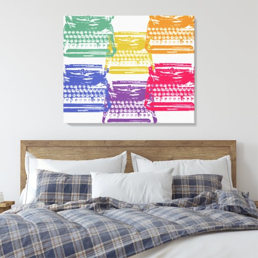Schreibmaschine - Multicolor Leinwanddruck (Insitu (Schlafzimmer))