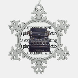 Schreibmaschine Schneeflocken Zinn-Ornament