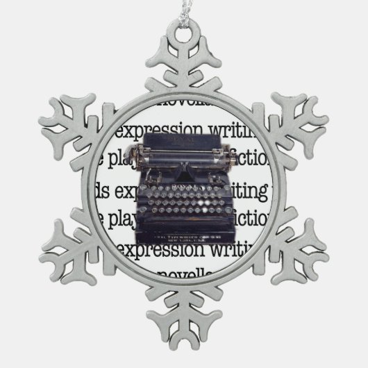 Schreibmaschine Schneeflocken Zinn-Ornament (Vorderseite)