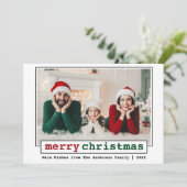 Schreibmaschine Schriftart Frohe Weihnachts-Foto Feiertagskarte (Stehend Vorderseite)