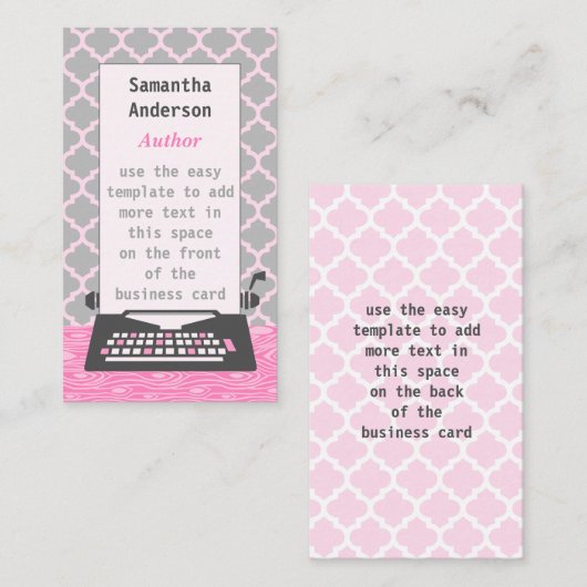 Schreibmaschine Schriftsteller Schriftsteller Mode Visitenkarte (Vorne/Hinten)