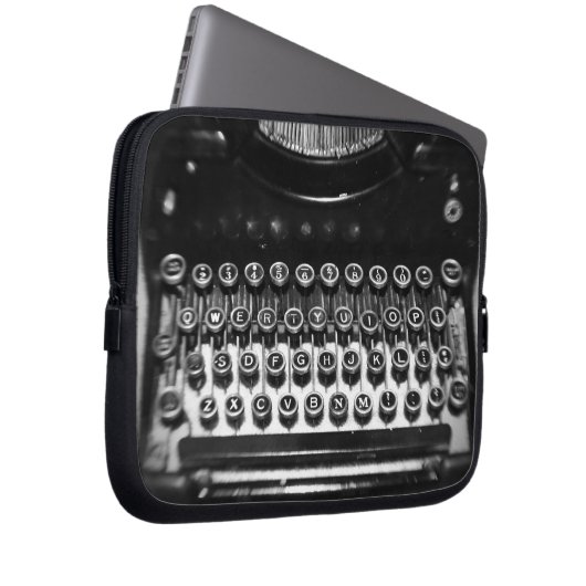 Schreibmaschine Schwarz/Weiß Laptopschutzhülle (Vorne Rechts)