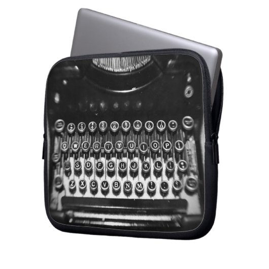 Schreibmaschine Schwarz/Weiß Laptopschutzhülle (Vorderseite Links)