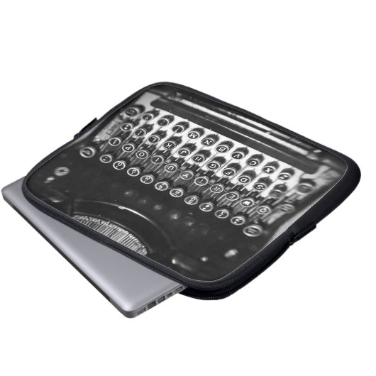 Schreibmaschine Schwarz/Weiß Laptopschutzhülle (Vorne Knopf)