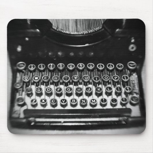 Schreibmaschine Schwarz/Weiß Mousepad (Vorne)
