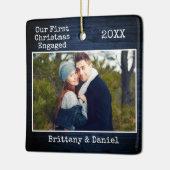 Schreibmaschine Text Blue Wood Erster Weihnachtsfe Keramikornament (Links)