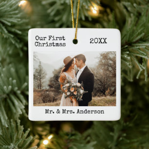 Schreibmaschine Text Erste Weihnachtsfeier Foto Keramikornament