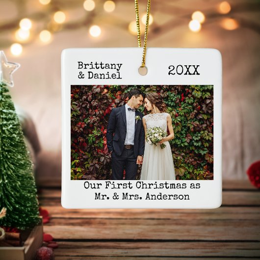 Schreibmaschine Text Erste Weihnachtszeit als Herr Keramikornament