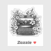 Schreibmaschine und Blume ästhetisch Aufkleber (Blatt)