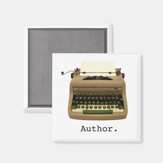 Schreibmaschine und Magnet "Autor" (Vorderseite/Rückseite)