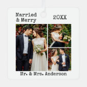 Schreibmaschine Verheiratet und fröhliche Hochzeit Ornament Aus Metall (Vorderseite)