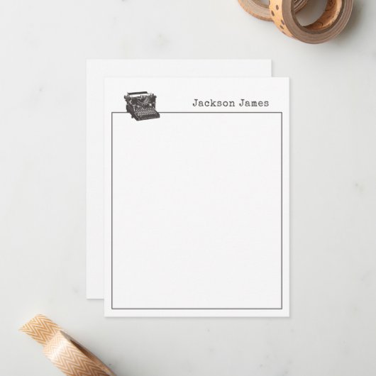 Schreibmaschine Vintag Moderne benutzerdefinierte Mitteilungskarte (Vorderseite/Rückseite Beispiel)