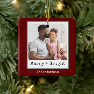 Schreibmaschinen-Minimalistisches Weihnachtsfoto F Keramikornament