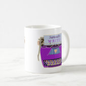 Schreibmaschinen-niedlicher Retro moderner lila Kaffeetasse (VorderseiteRechts)