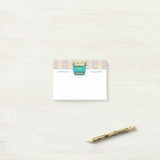 Schreibmaschinen-Retro Verfasser schreibt | Post-it Klebezettel (Auf Schreibtisch)