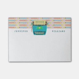 Schreibmaschinen-Retro Verfasser schreibt | Post-it Klebezettel
