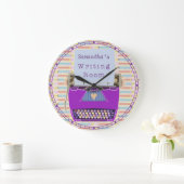 Schreibmaschinen-Schreibens-Raum-personalisierter Große Wanduhr (Zuhause)