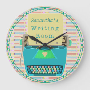 Schreibmaschinen-Schreibens-Raum-personalisiertes Große Wanduhr