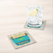 Schreibmaschinen-schreibt Retro Schreibens-Raum Rechteckiger Pappuntersetzer (Vor Ort)