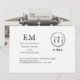 Schreibmaschinen-Schrift 60. Geburtstagseinladunge Einladung