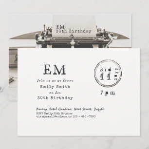 Schreibmaschinen-Schrift Geburtstag (JEDER) Einlad Einladung