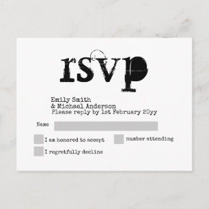 Schreibmaschinen-Schrift RSVP Hochzeitskarte Zusät Einladungspostkarte