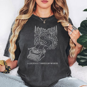Schreibmaschinen-Straßen-Schreibreise-Wald-Design T-Shirt