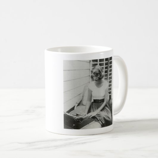 Schreibmaschinen-Tasse Sylvia Plath Kaffeetasse (VorderseiteRechts)