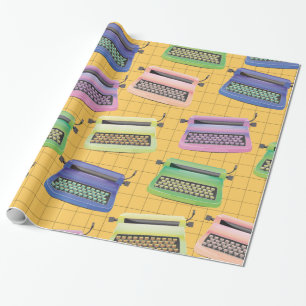 Schreibmaschinen zeichnen Cartoon. Geschenkpapier