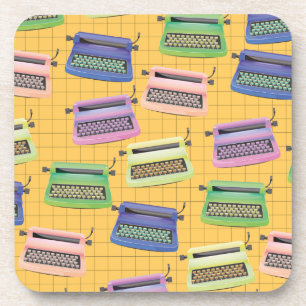 Schreibmaschinen zeichnen Cartoon. Getränkeuntersetzer