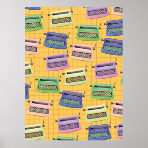 Schreibmaschinen zeichnen Cartoon. Poster