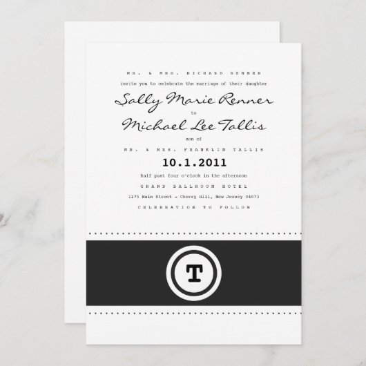 Schreibmaschinenaufladung Einladung (Vorne/Hinten)