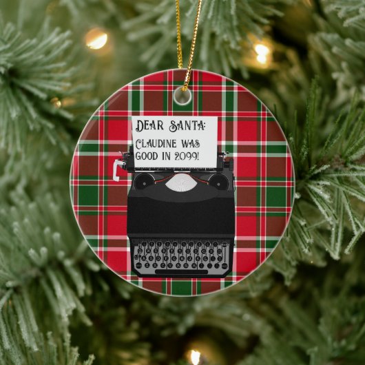 Schreibmaschinenbrief an den Weihnachtsmann Keramik Ornament (Baum)
