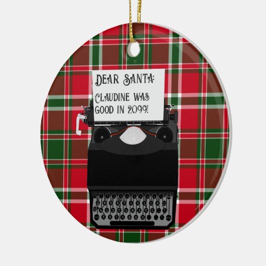 Schreibmaschinenbrief an den Weihnachtsmann Keramik Ornament (Links)