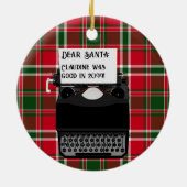 Schreibmaschinenbrief an den Weihnachtsmann Keramik Ornament (Hinten)