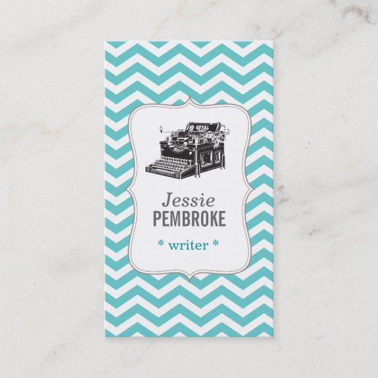 Schreibmaschinengeschäftskarte aquamarin visitenkarte (Vorderseite)